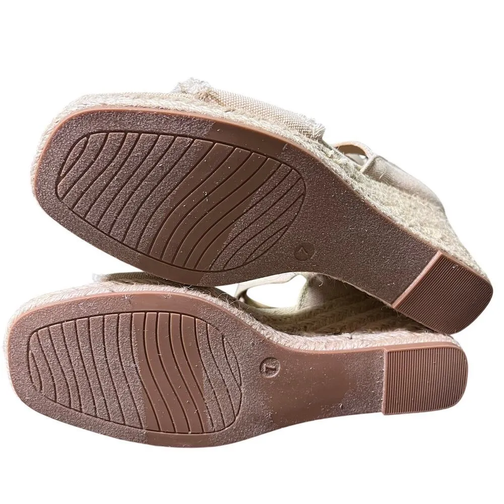 Lauren Blakwell Lizzie Wedge Sandal Frayed Canvas Espadrille Strappy Womans US 7 - Image 8