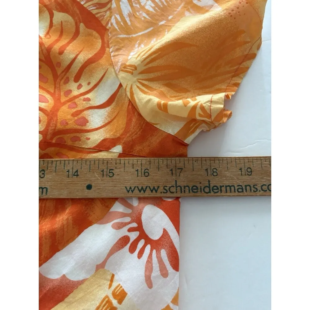 Vintage Hilo Hattie Dress Size M Orange Floral Batik Beach Hawaiian * Size M - Image 8
