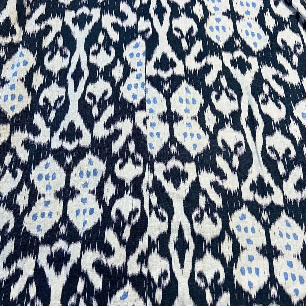 GAP 100% Linen Sleeveless Fit and Flare Mini Dress Size 4 Ikat Print Breathable - Image 11