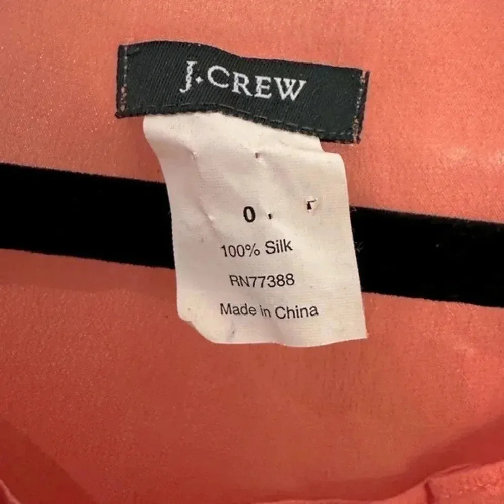 J. Crew Y2K 100% Silk Pink Salmon Short Sleeve Semi Sheer Blouse Size 0 XXS XS - Image 5