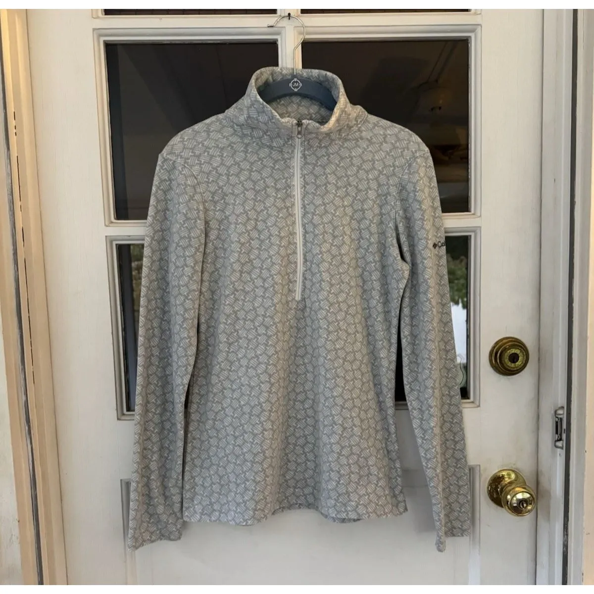 Columbia Sportswear fleece pullover 1/2 Zip Gray White Geometric XS Neutral - Image 6