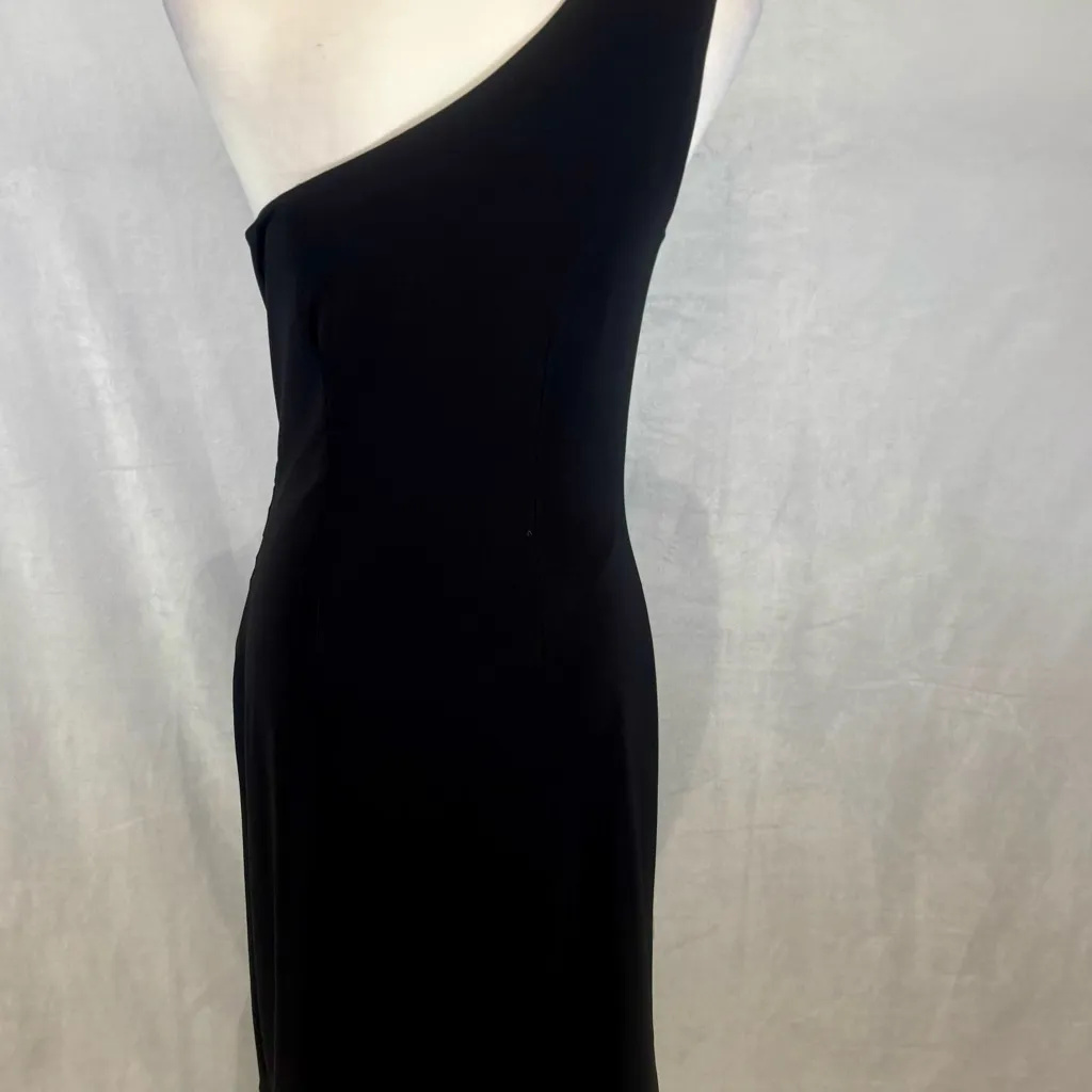 JS boutique black one shoulder sequin beaded appliqué cocktail dress size 10 - Image 6