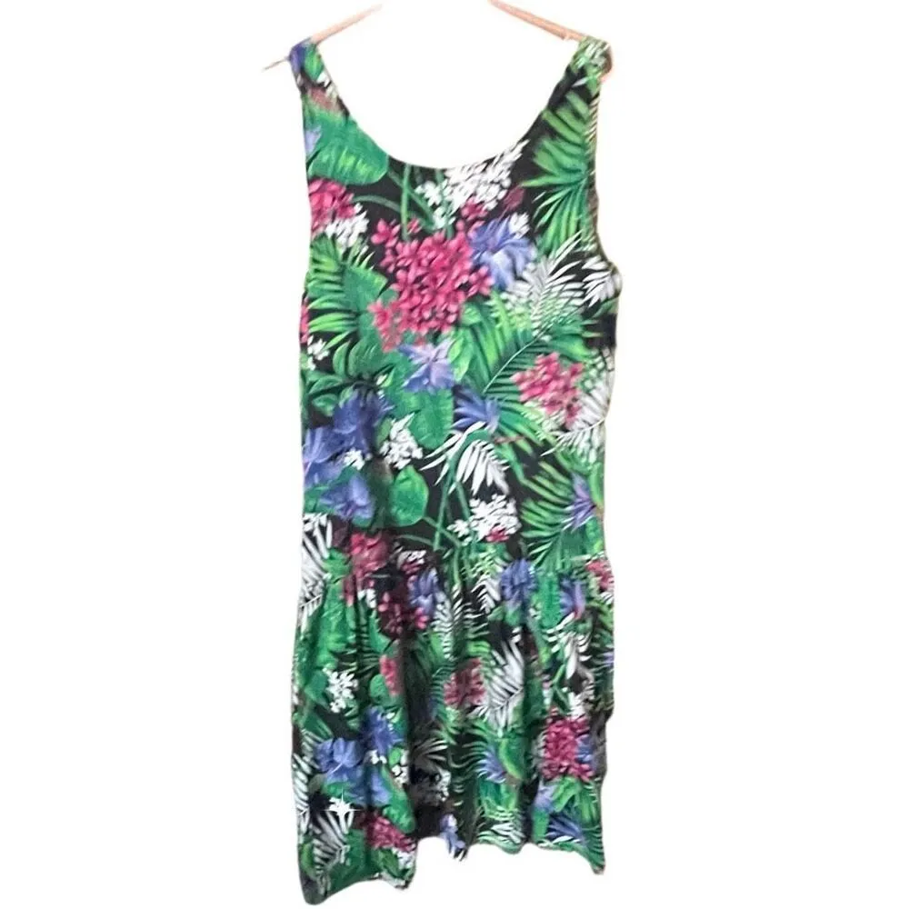 Vintage A.S.Elliot size 14 made in U.S.A. 2 piece tropical dress. Green - Image 4