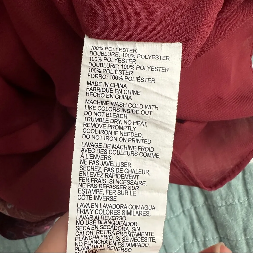 Derek Lam Mock Neck Shift Dress 40 Floral Crepe Maroon 6 - Image 14