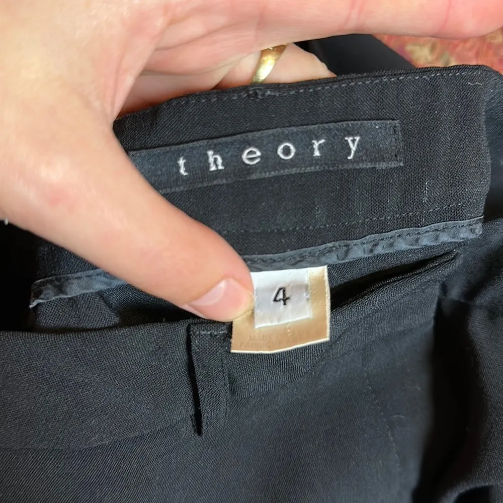 THEORY BLACK CLASSIC DRESS PANT SLACKS TROUSERS WORK BUSINESS WOOL - Image 4