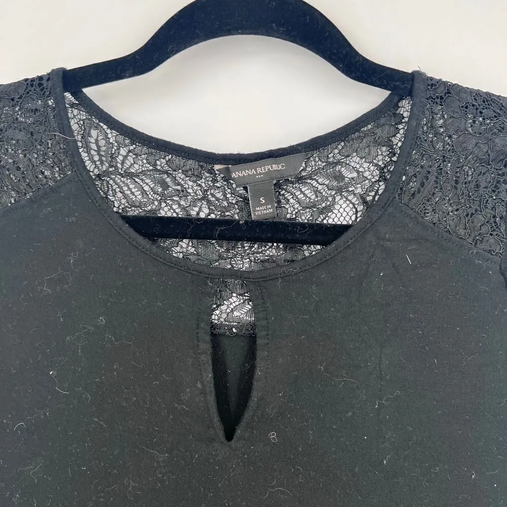 Banana Republic Black‎ Lace Blouse  Small career office everyday - Image 2
