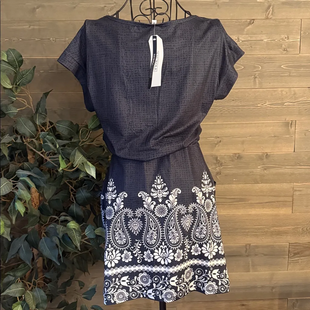 Women’s Summer Short Sleeve Dress Casual Loose Fit Drawstring Dresse Black - Image 5