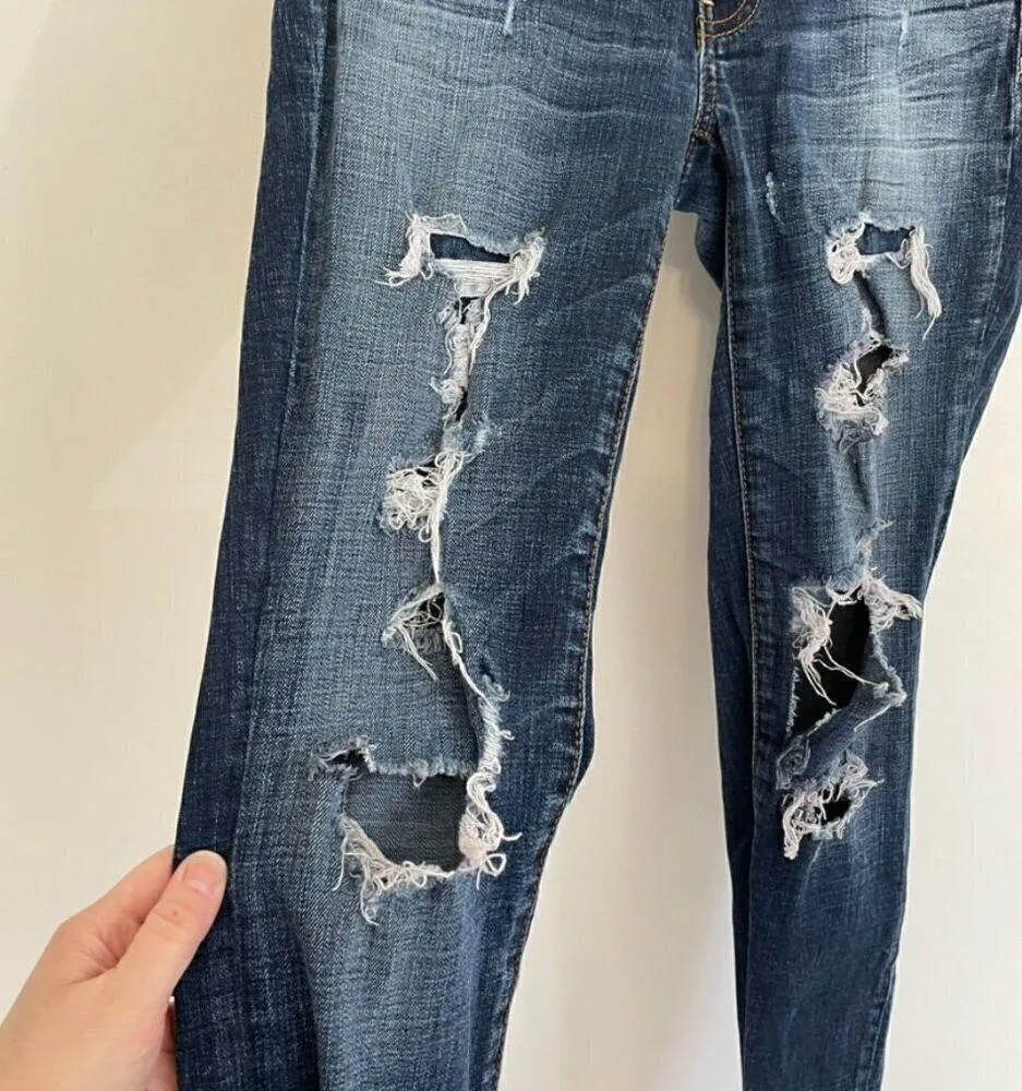 AMERICAN EAGLE AE Jegging Dark Wash Ripped Rips Distressed Jeggings Jeans 2 REG - Image 9