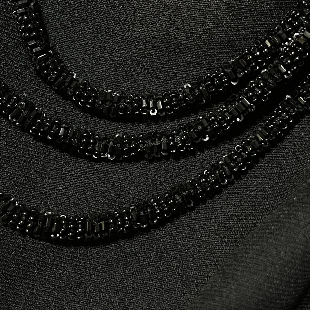 Liz Claiborne NIGHT Evening Gown Dress Maxi Black Beaded Neck Size 4 (READ) - Image 4