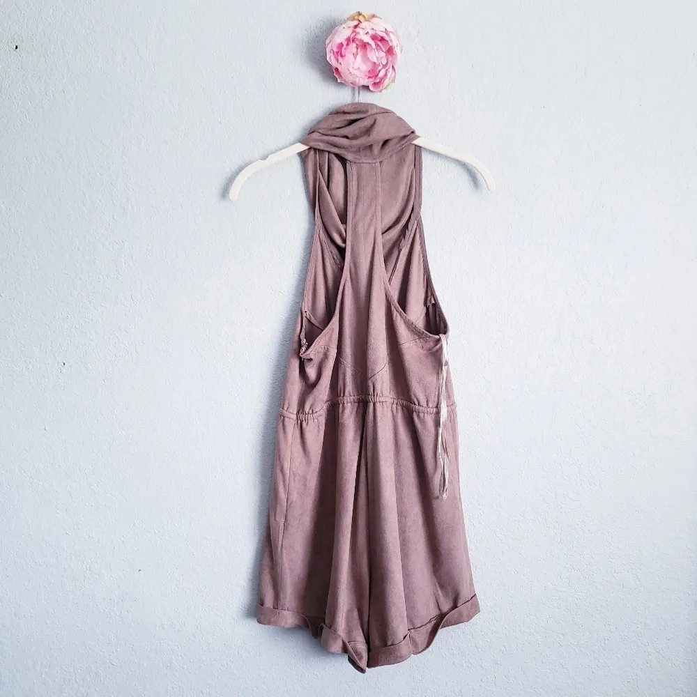 Selfie Leslie Suede Cowl Neck Romper - Image 7