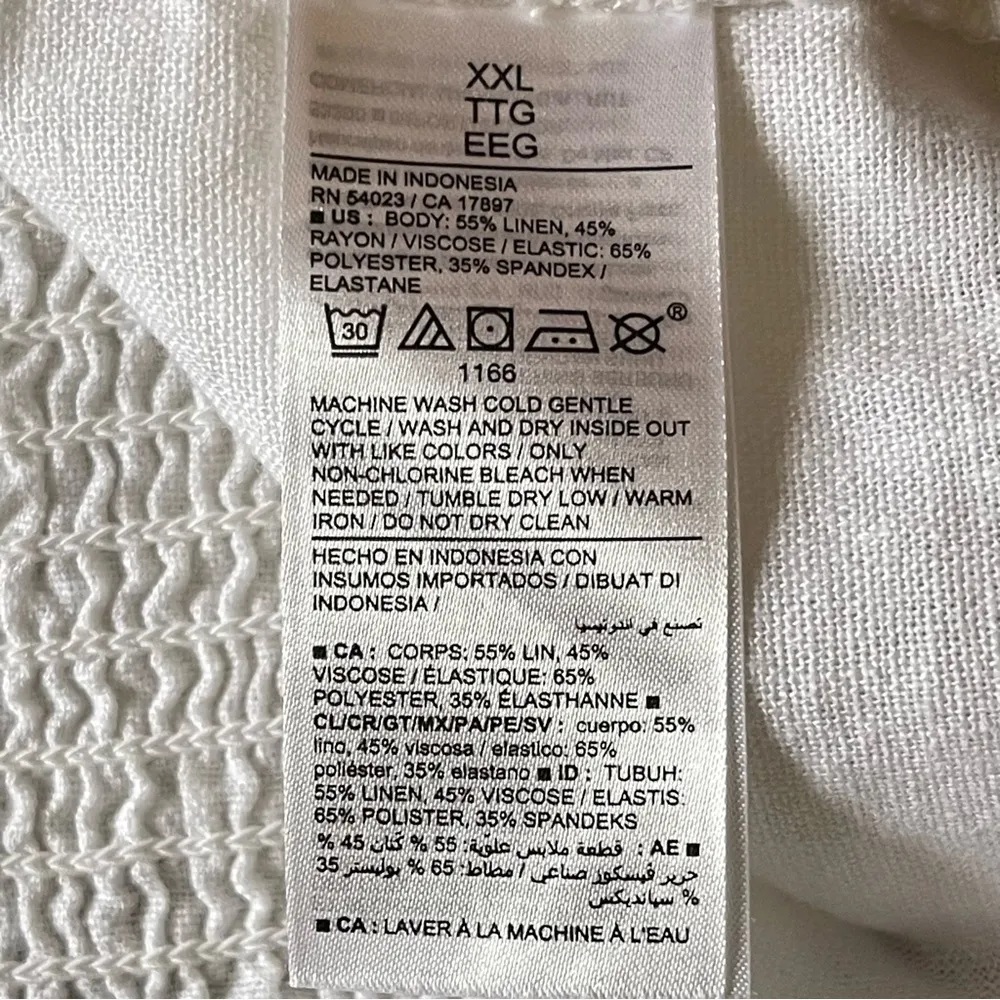 Women’s Linen Fitted Tie Shoulder Cropped Cami Plus Size XXL White - Image 10