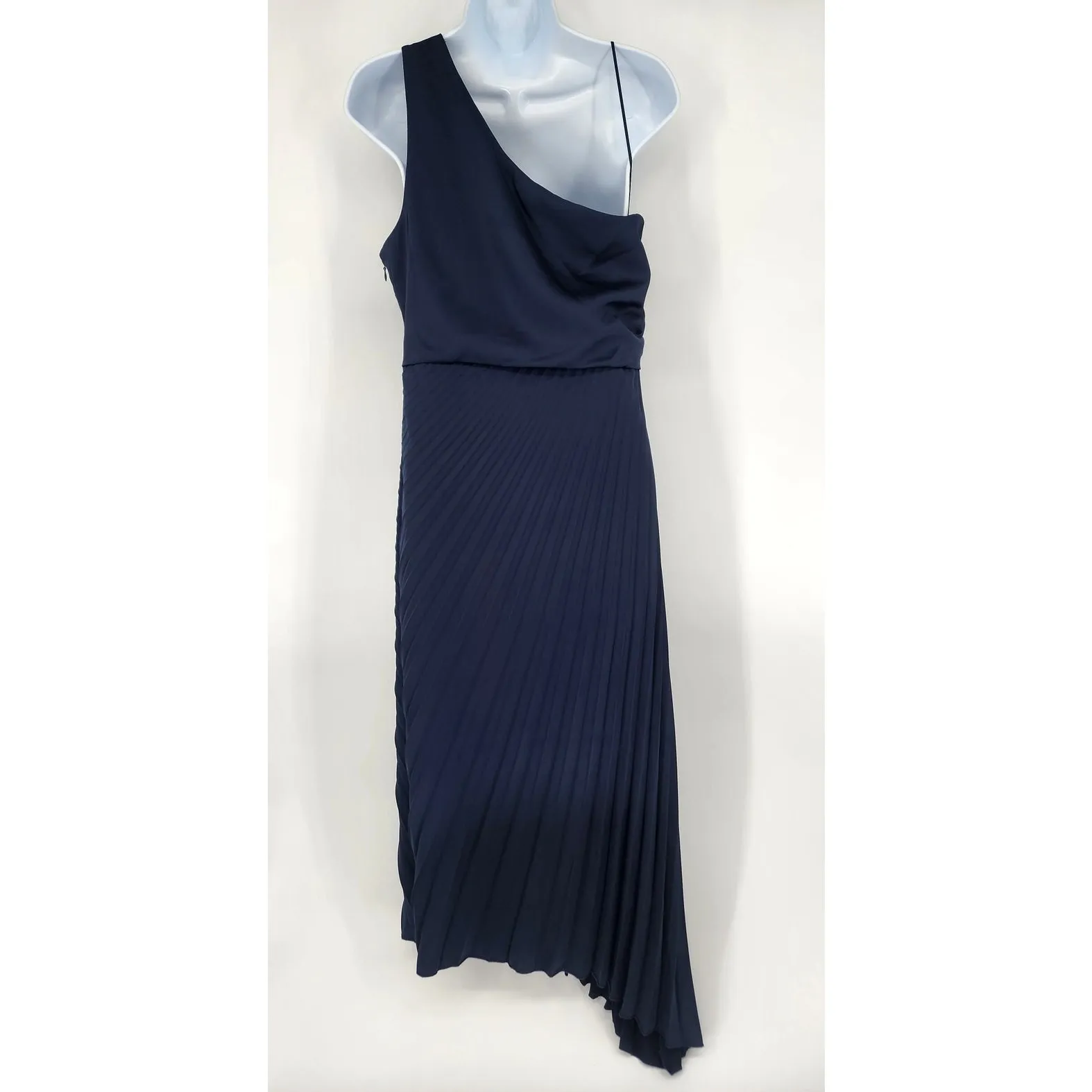 Sam Edelman Navy Blue Pleated One Shoulder Dress Women's Size 6 - Image 10