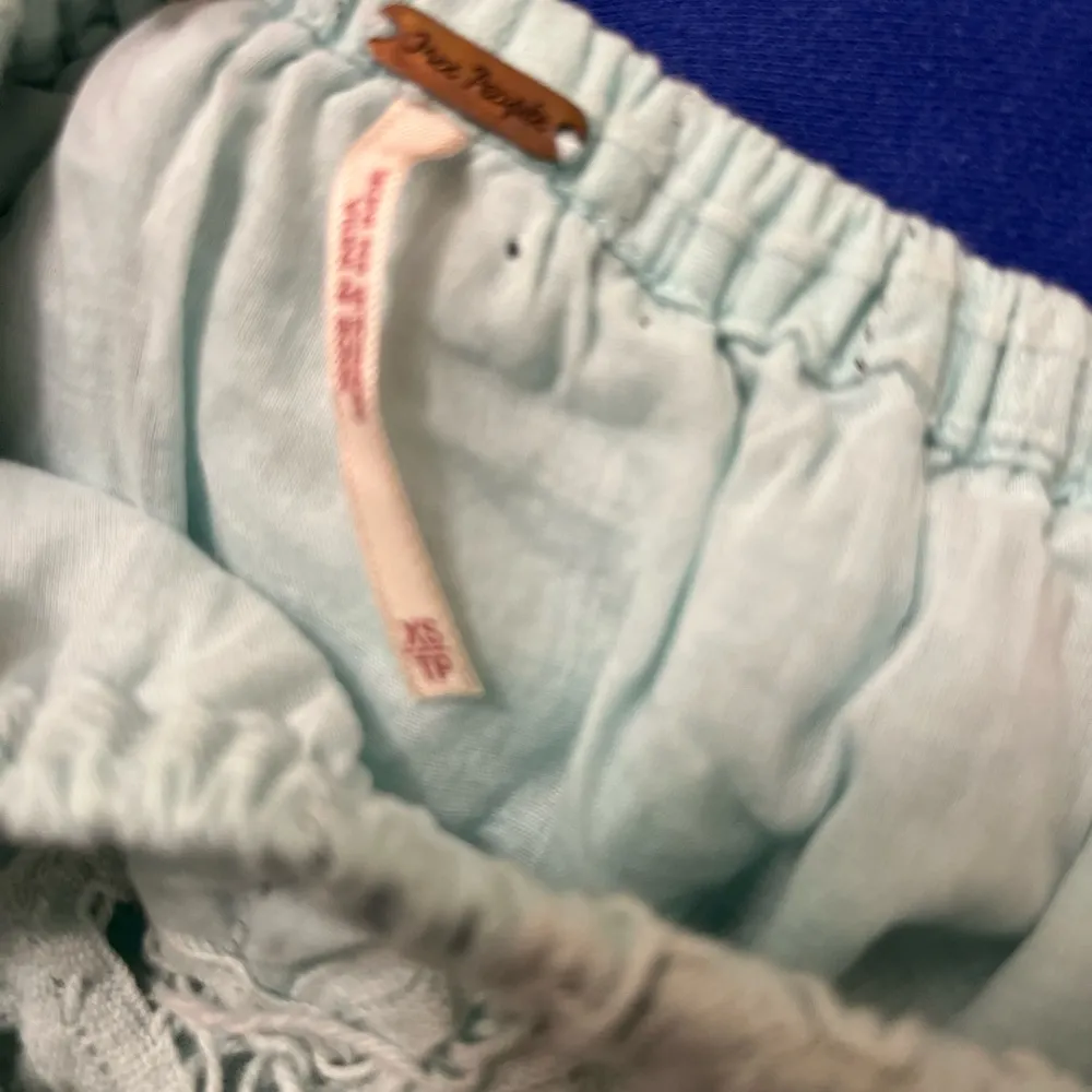 Womens free people Green Babydoll tunic with Puff Sleeves lace and Scoop Neck - Image 2