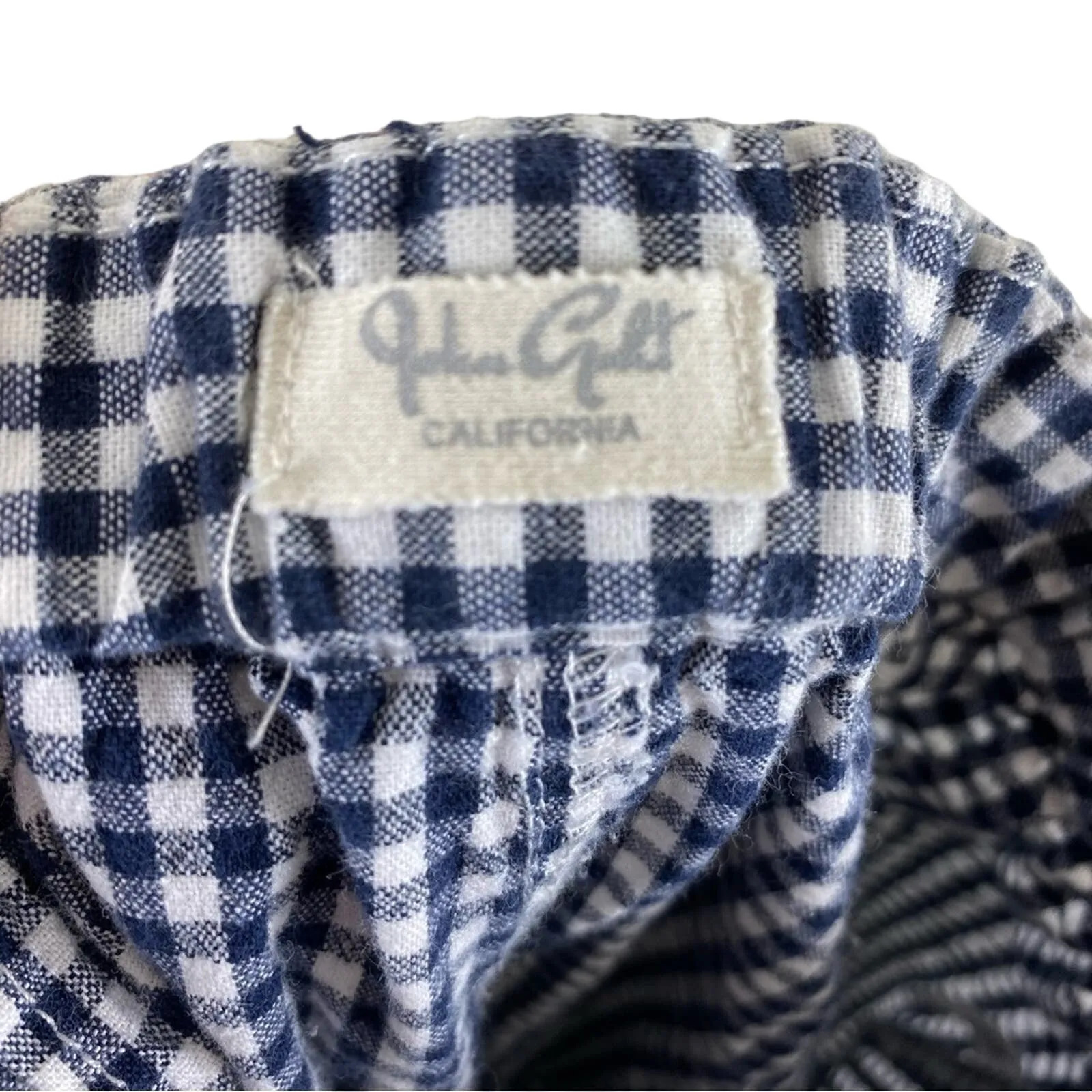 John Galt California Blue White Checkered Elastic‎ Waist Cotton Cropped Pants S - Image 5
