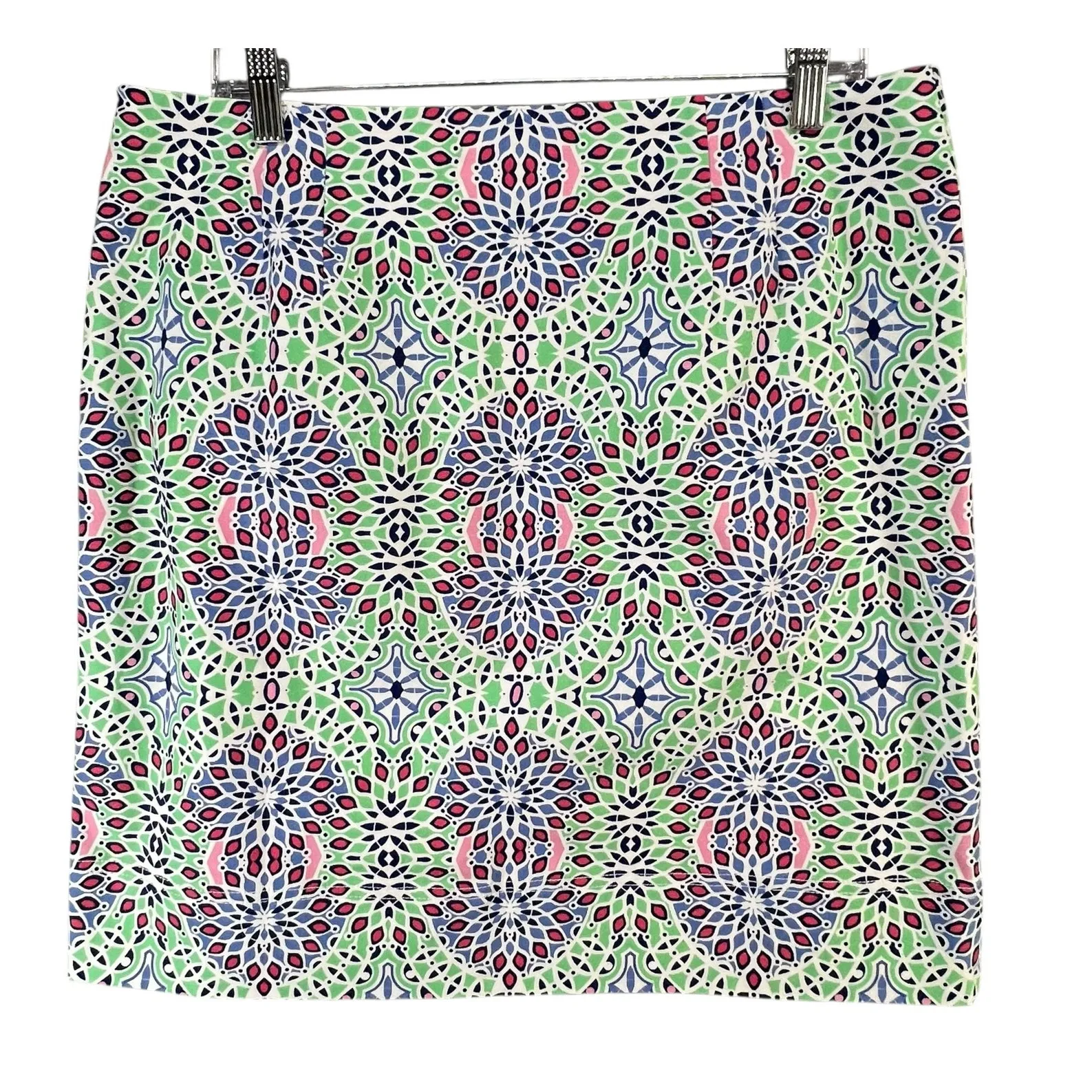 Talbots Skirt Womens 12 Green Blue Kaleidoscope Floral Lined Preppy Classic Boho - Image 3