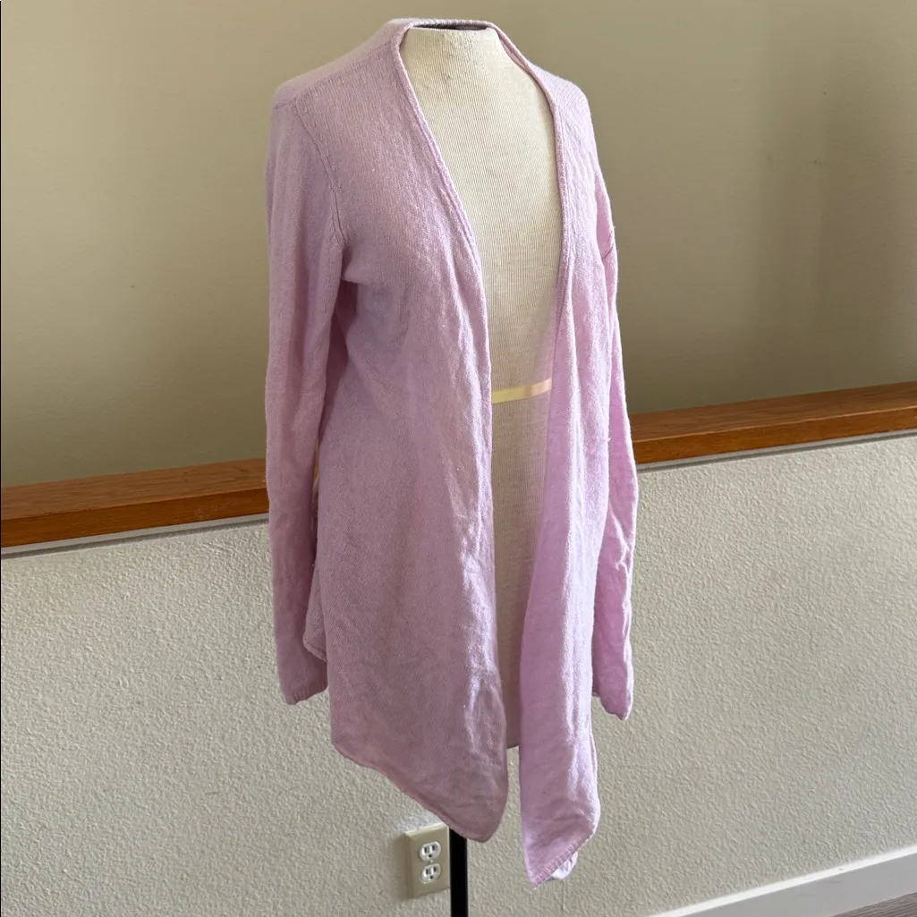 Minnie Rose Soft Blush almost lavender knit cashmere open cardigan size large - Image 2