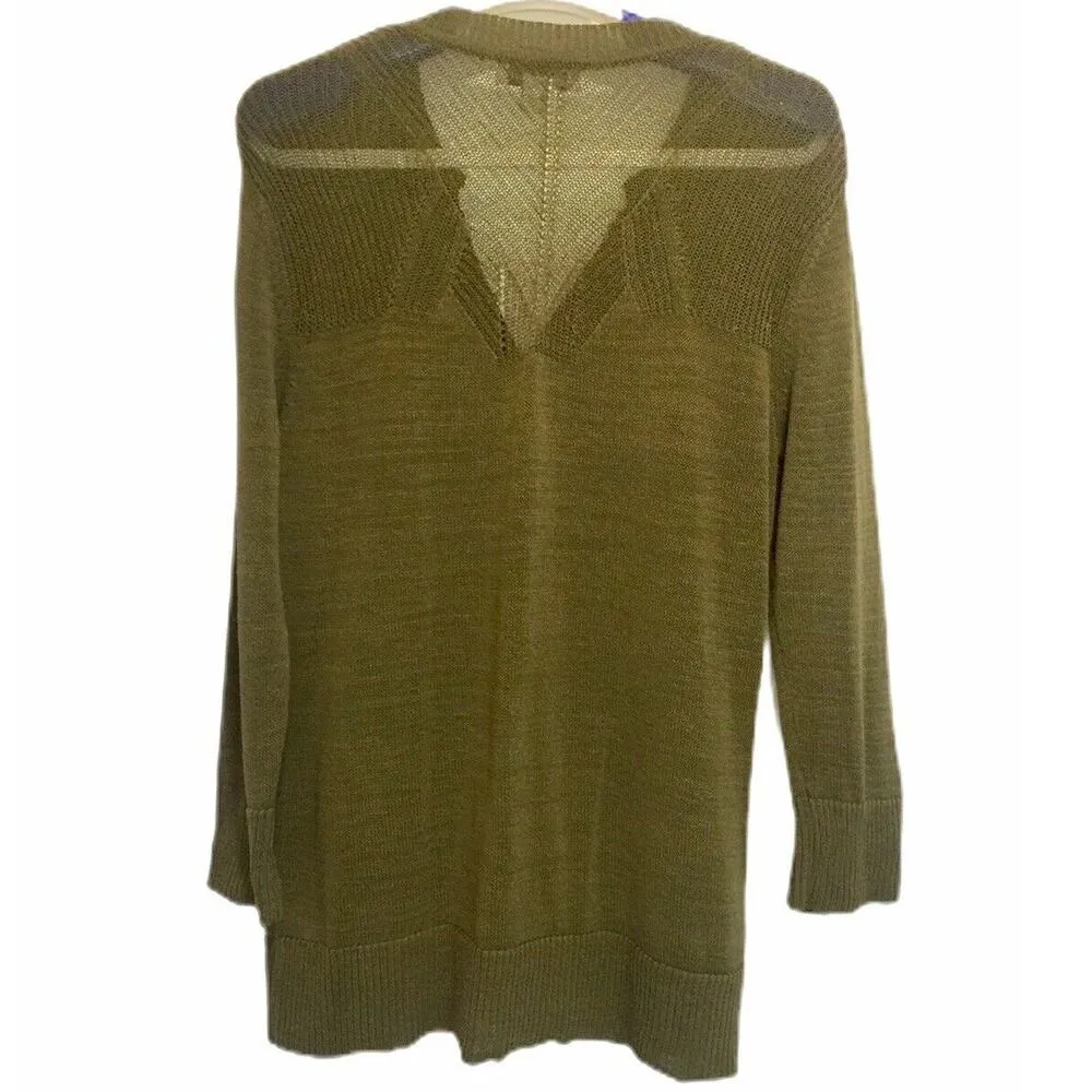 Coldwater Creek Cardigan Sweater Size Small V-Neck Green Stretch Knit - Image 7