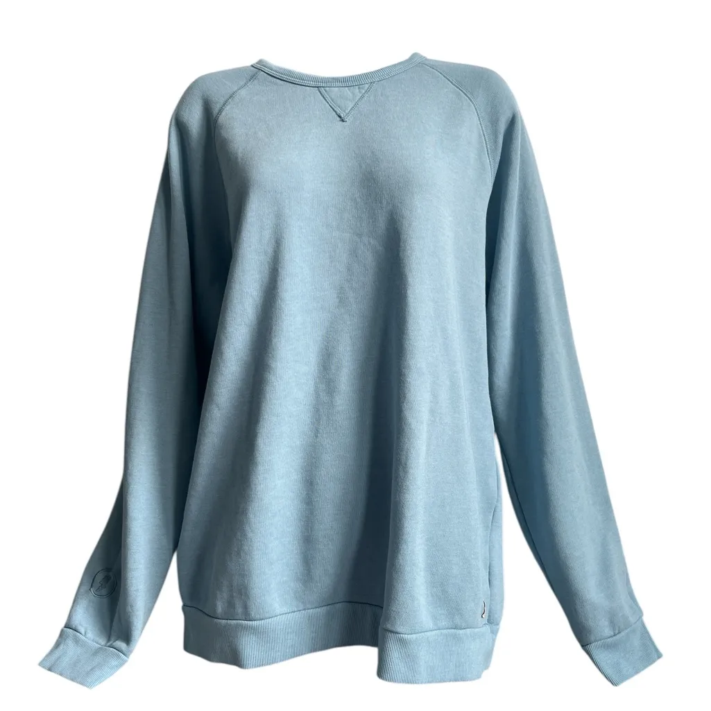 Marine Layer Women's Re-Spun Custom Dyed Sherpa Crew Pullover Blue Size Large - Image 2