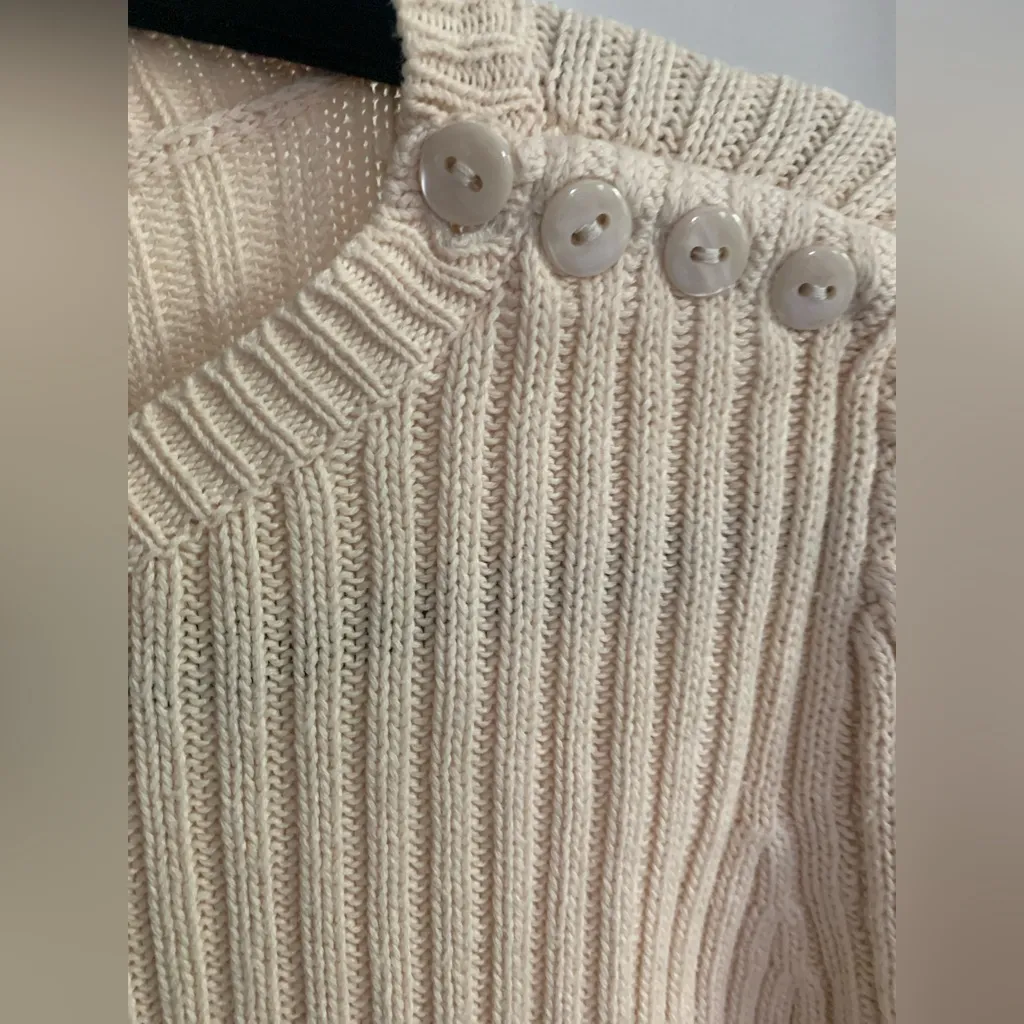 Women’s Van Heusen Pale Peach Cream Ribbed Short Sleeve Sweater Top Sz M - Image 4