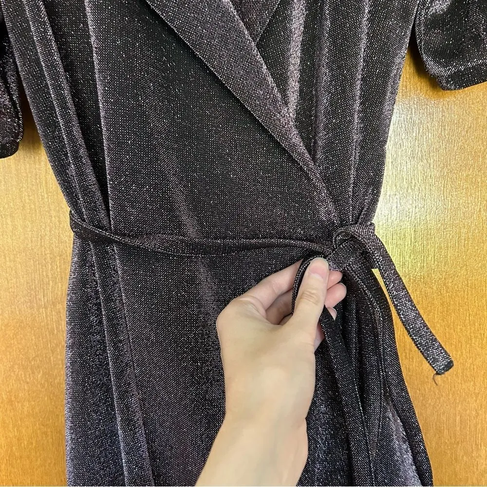 & Other Stories Metallic Blazer Wrap Mini Dress Purple Size 4 New - Image 9