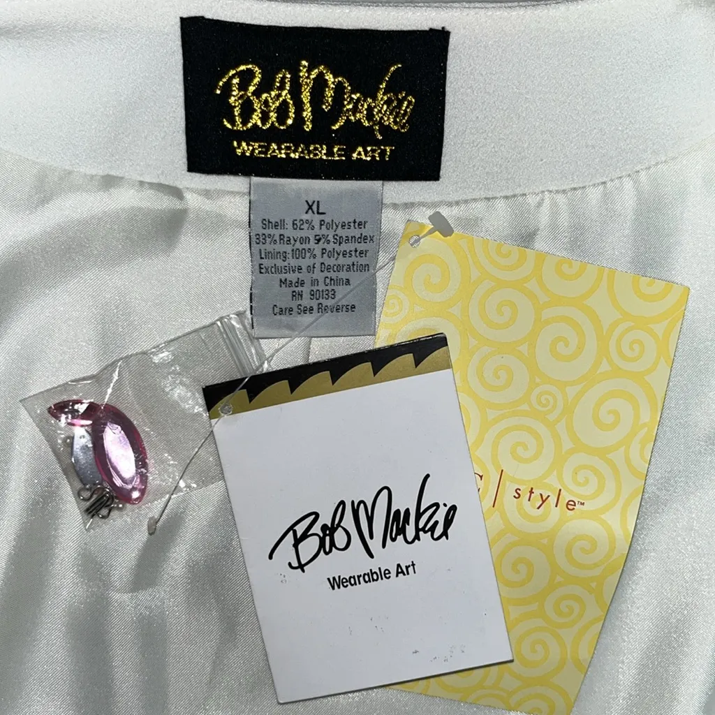 Bob Mackie Wearable Art NWT Size XL White - Embroidered Butterfly Blazer Jacket - Image 5