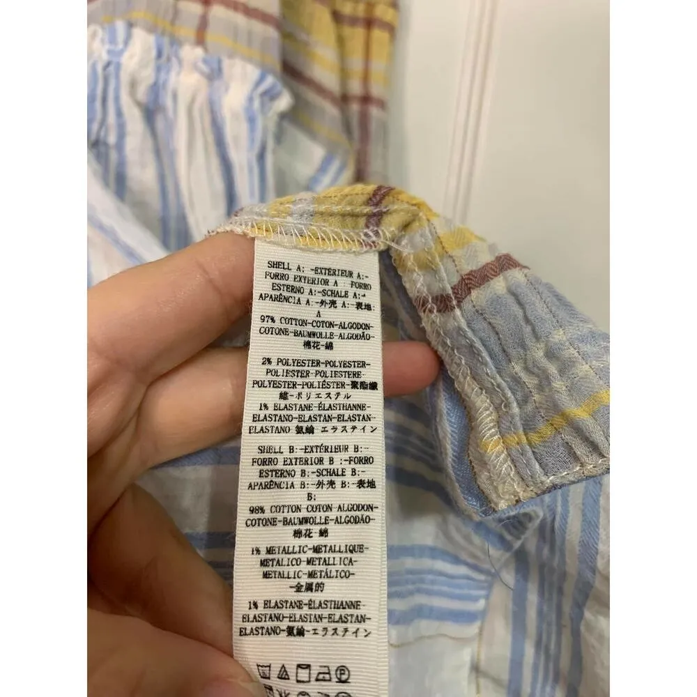 Free People We the Free Waiting on Summer Striped Panel Plaid Swing Top Sz Small - Image 4