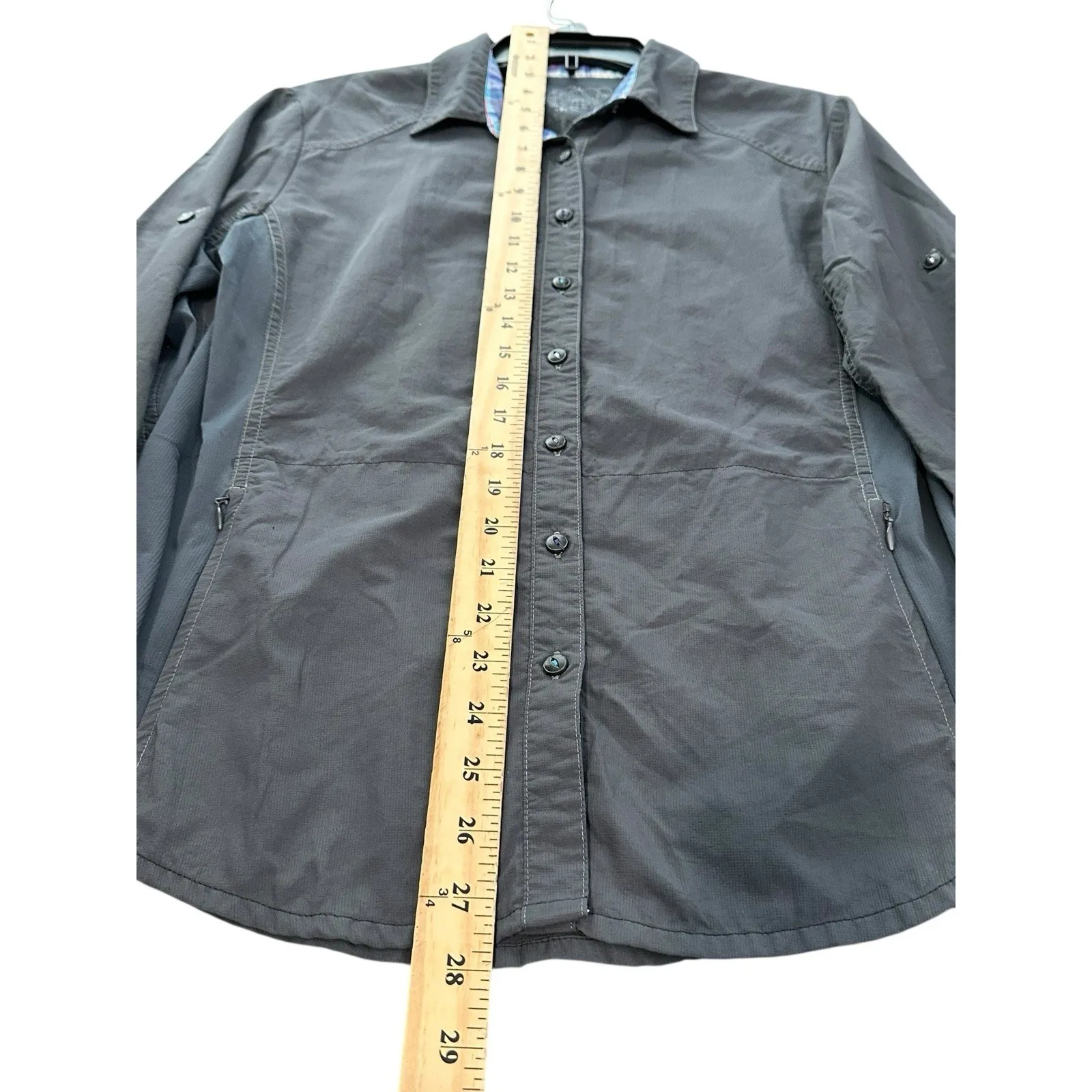 Kuhl Womens Shirt Medium Button‎ Front Gray Vented Quick Dry 100% Nylon #AA9-4 - Image 8