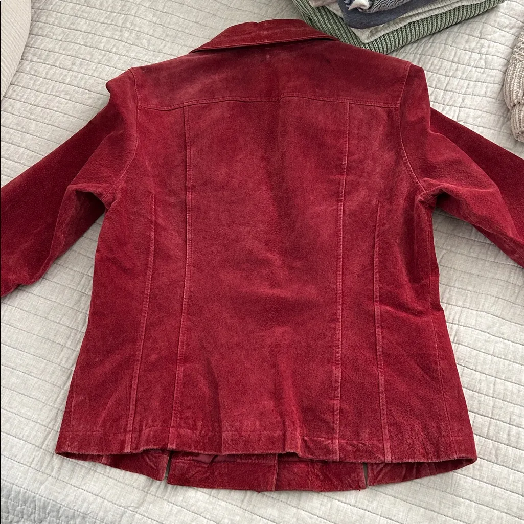 Live a little Vtg leather suede maroon pink western button up women jacket M Size M - Image 14