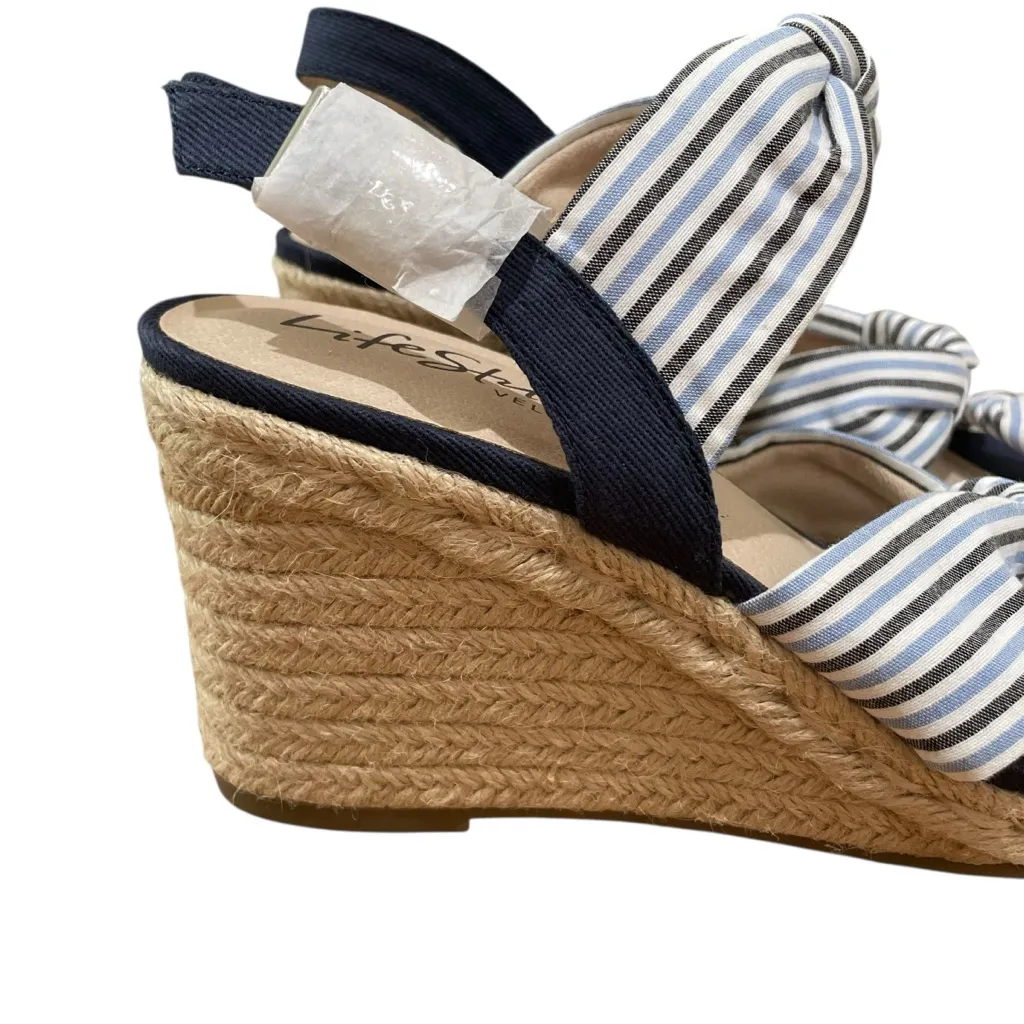 LifeStride Talent Espadrille Wedge Sandals Navy Blue White Women’s Size 10 - Image 3