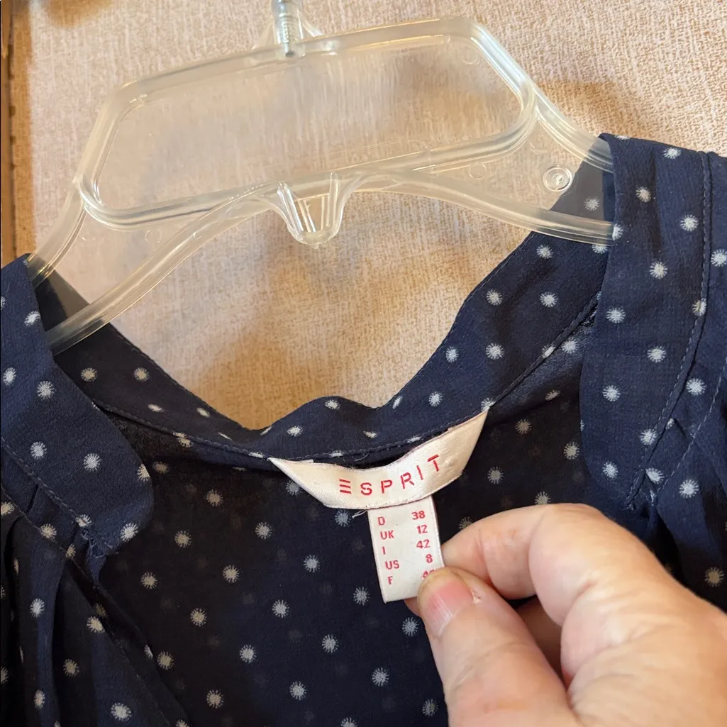 Esprit Navy Polka Dot Blouse 8 - Image 4