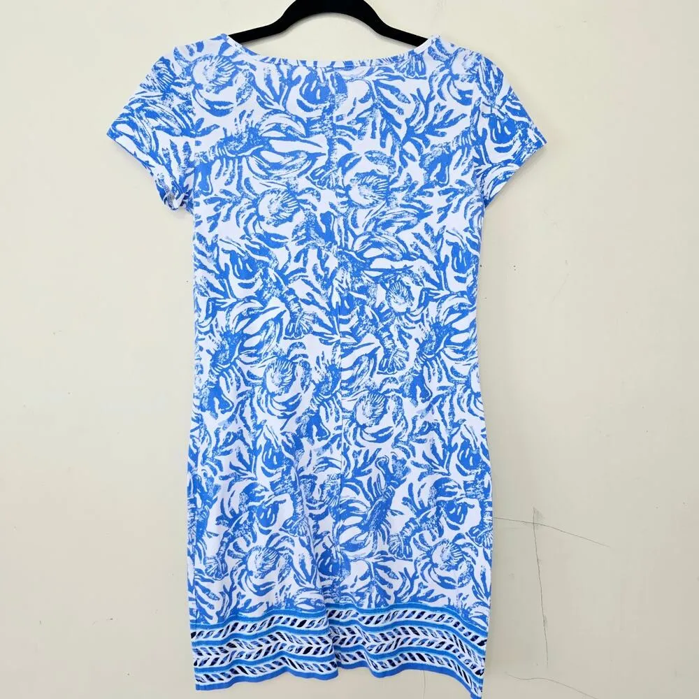 Lilly Pulitzer Short Sleeve Marlowe Dress On a Roll Lobster Blue Women Size XS - Image 4