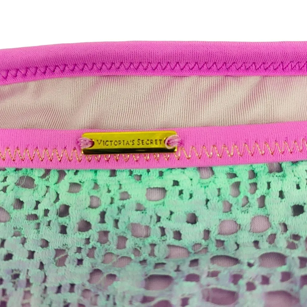 Victoria's Secret Teal Purple Pink Lace Classic Hipster Bikini Bottom Size Large - Image 5