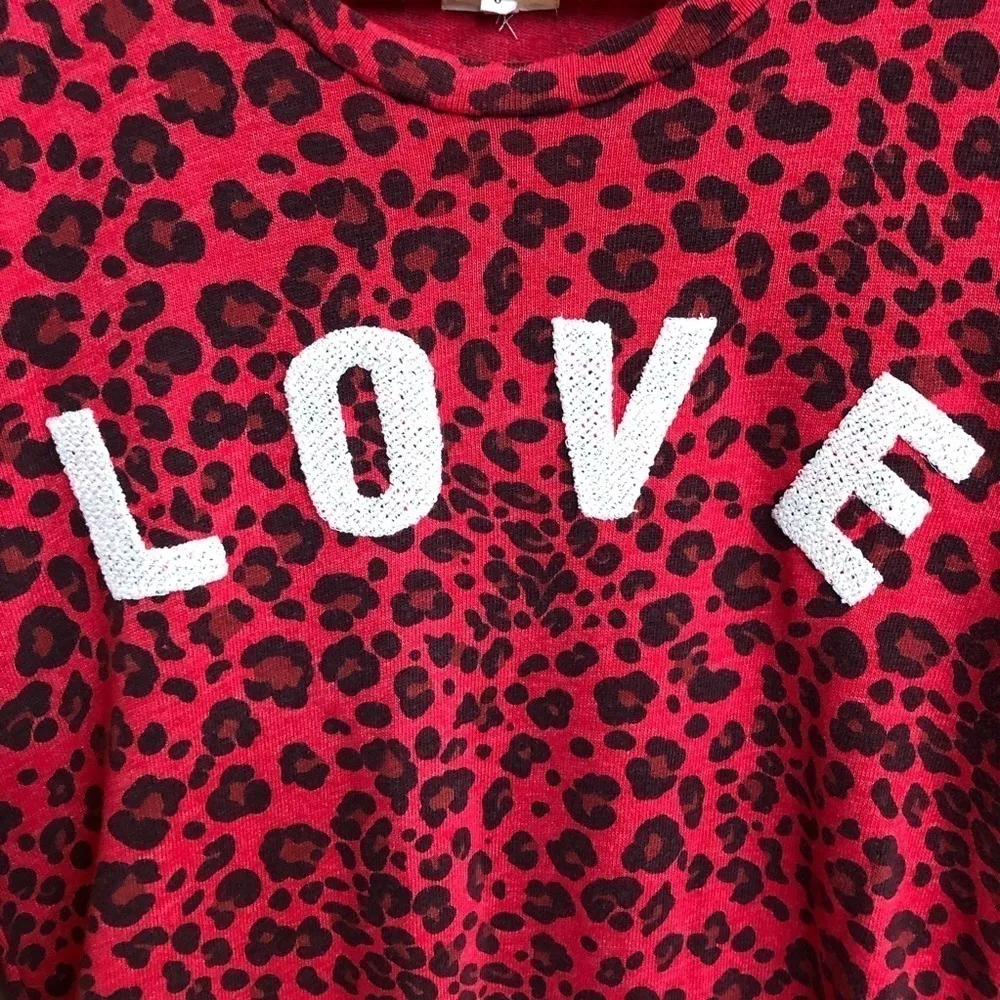 SUNDRY‎ Leopard Print LOVE Sweatshirt Red Size XS 0 - Image 3