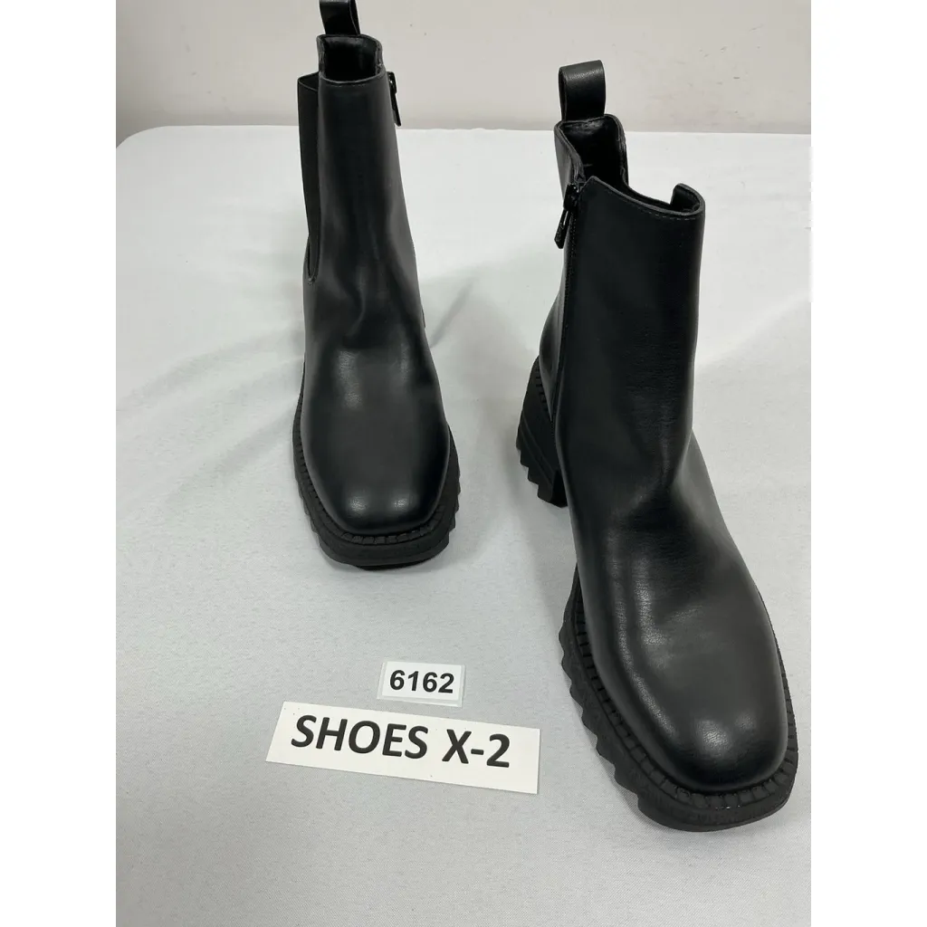 Womans Sam & Libby Ankle Boots Chunky 10 Black Side Zip Round Toe - Image 6