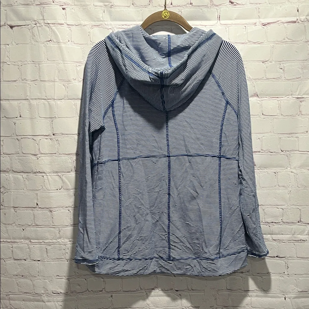 Talbots Blue and White Striped Zip Up Athletic Hoodie Woman’s size Medium - Image 3