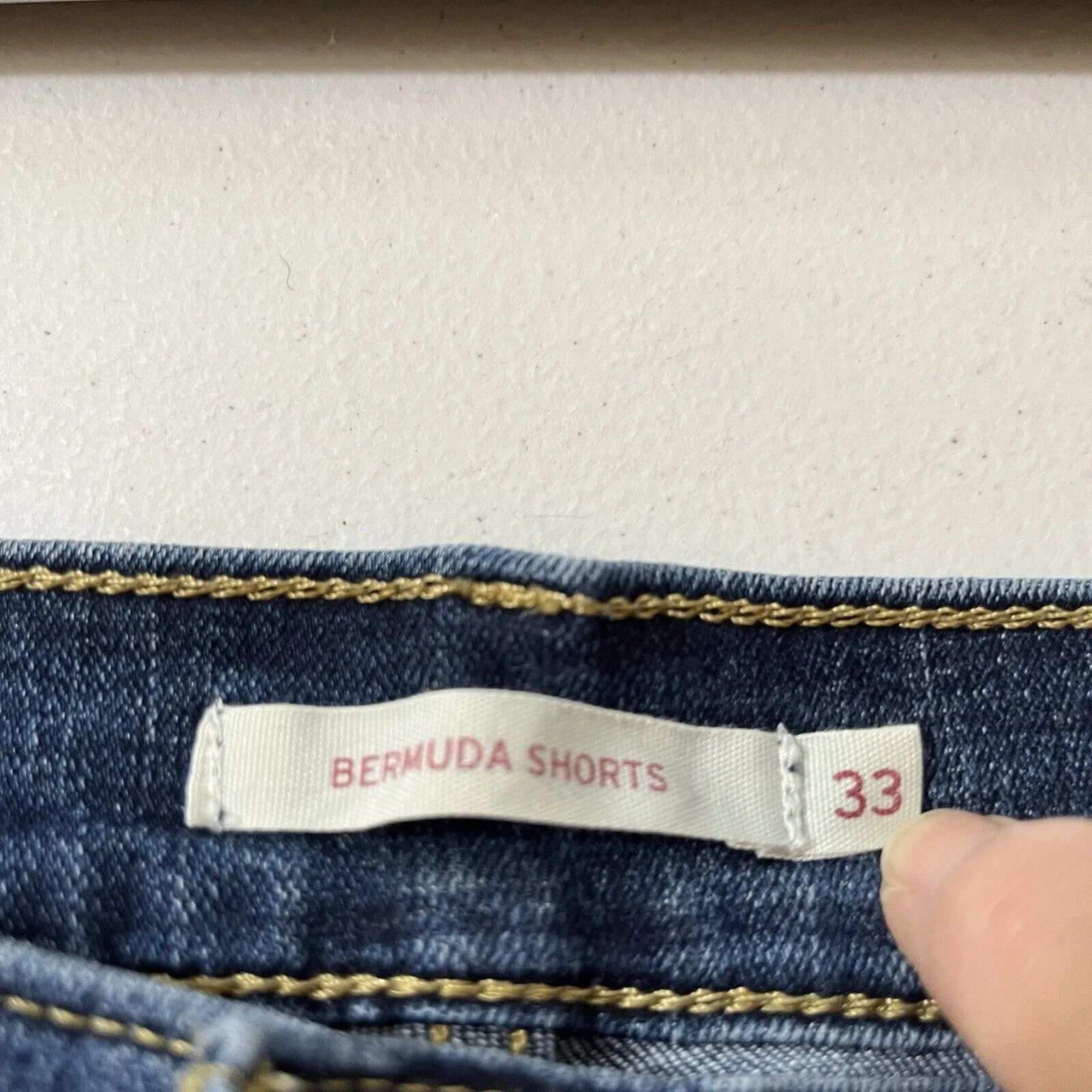 Levis Jorts‎ Stretch Bermuda Shorts, Sz 33, Dark Wash Denim, Zip Front Al… - Image 3