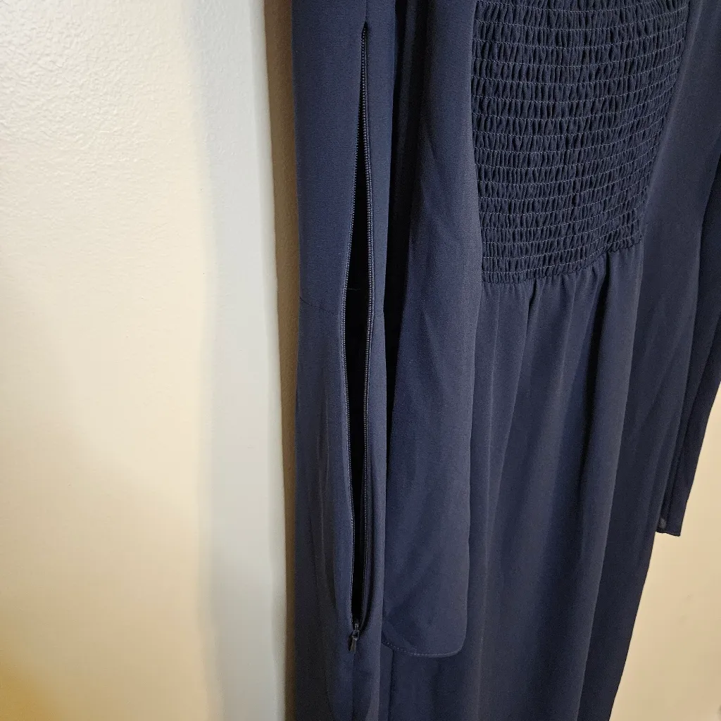 BHLDN Dress Kayleigh Georgette Midnight Blue Anthropologie Long Sleeve Midnight - Image 8