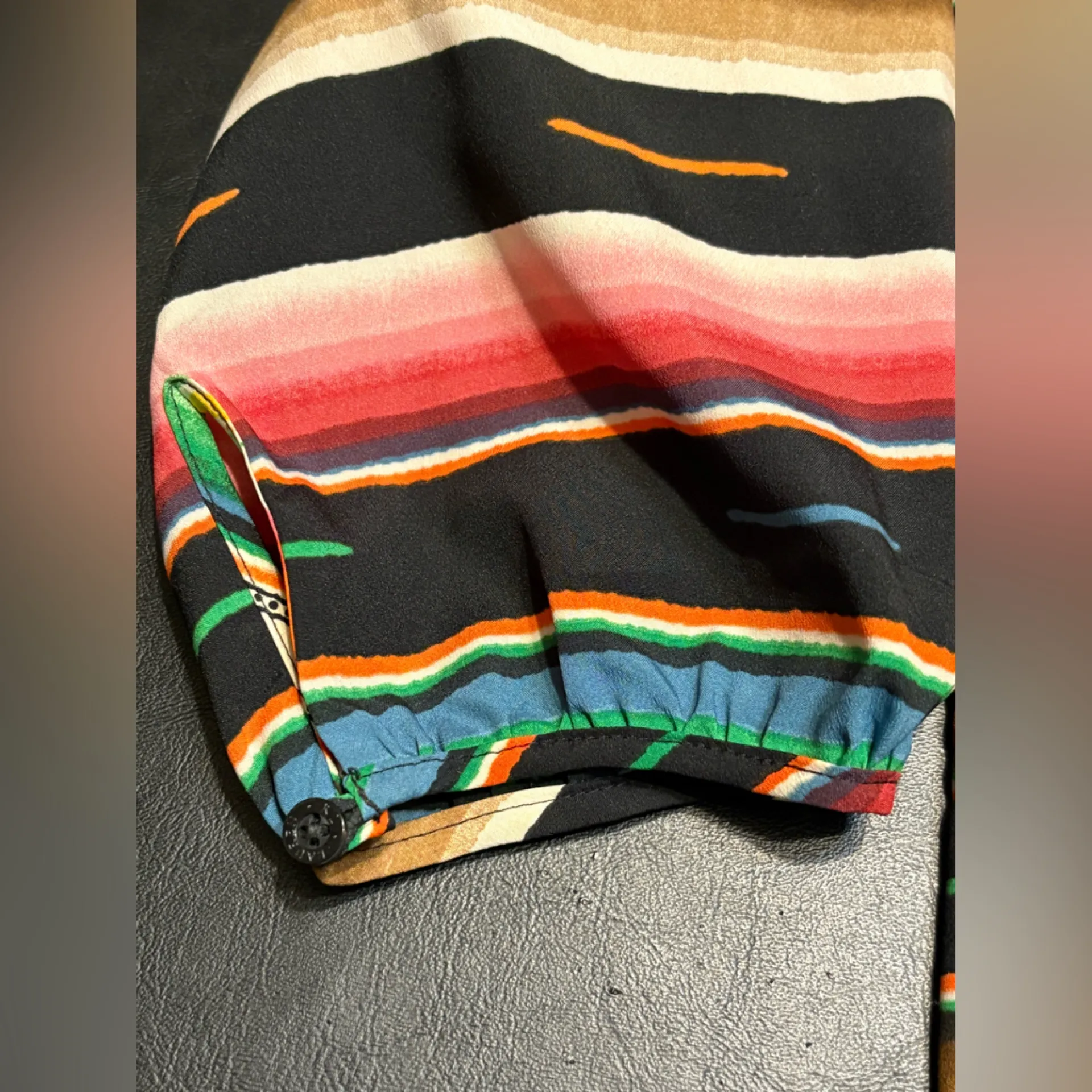 Lauren Ralph Lauren Stripe Southwestern Style Blouse with tassels. Size M - Image 9