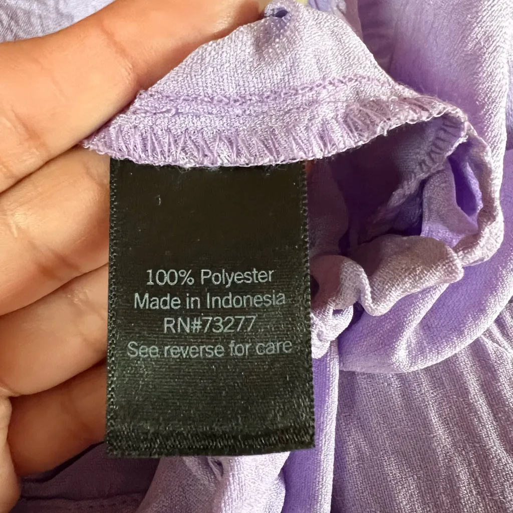 Simply Vera Vera Wang Lilac Purple Button Down Shirt Tie Waist M - Image 6