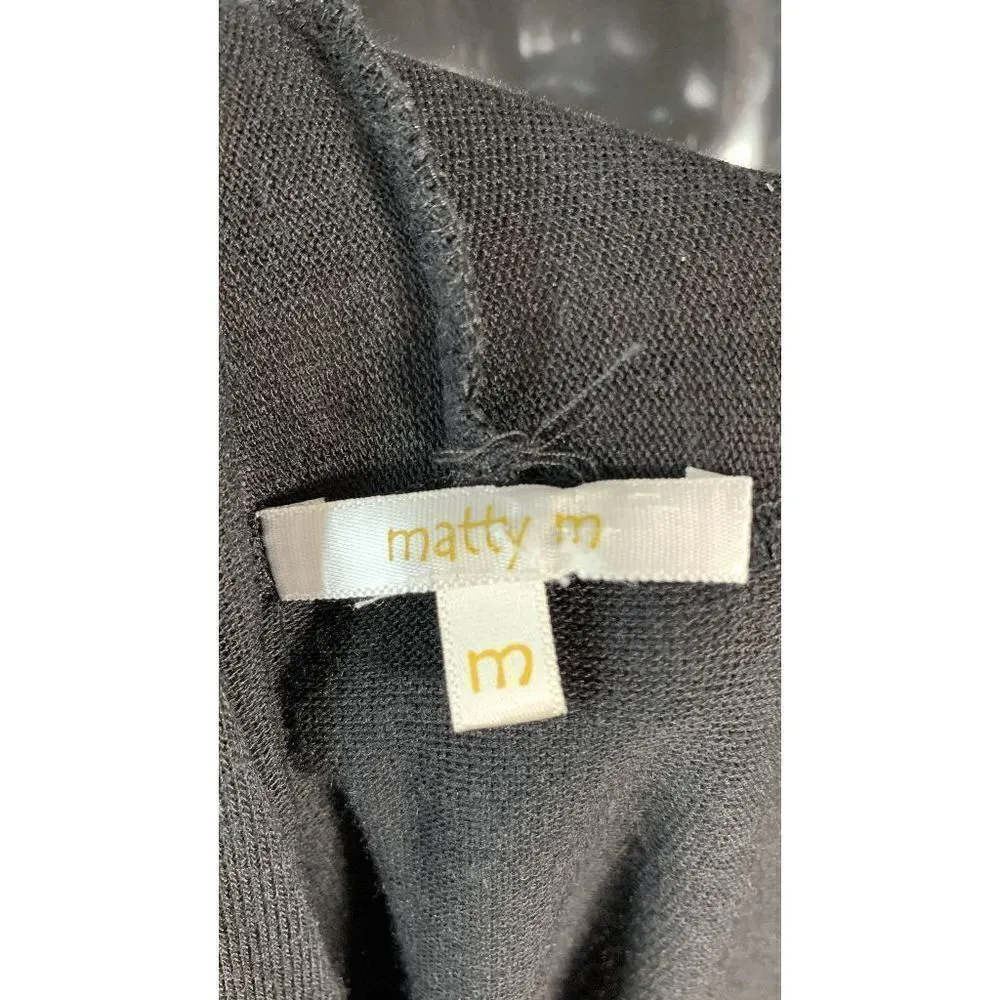 Matty M Womens Cardigan Sweater Open Front Long Sleeve Stretch Black Size Medium - Image 5