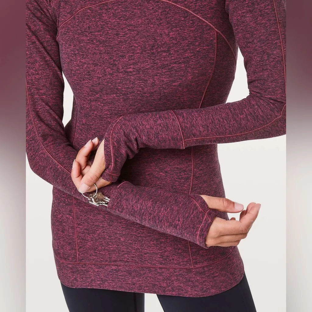 Lululemon Cypress Kiss Long Sleeve Heathered Star Ruby / Black Size 2 - Image 3