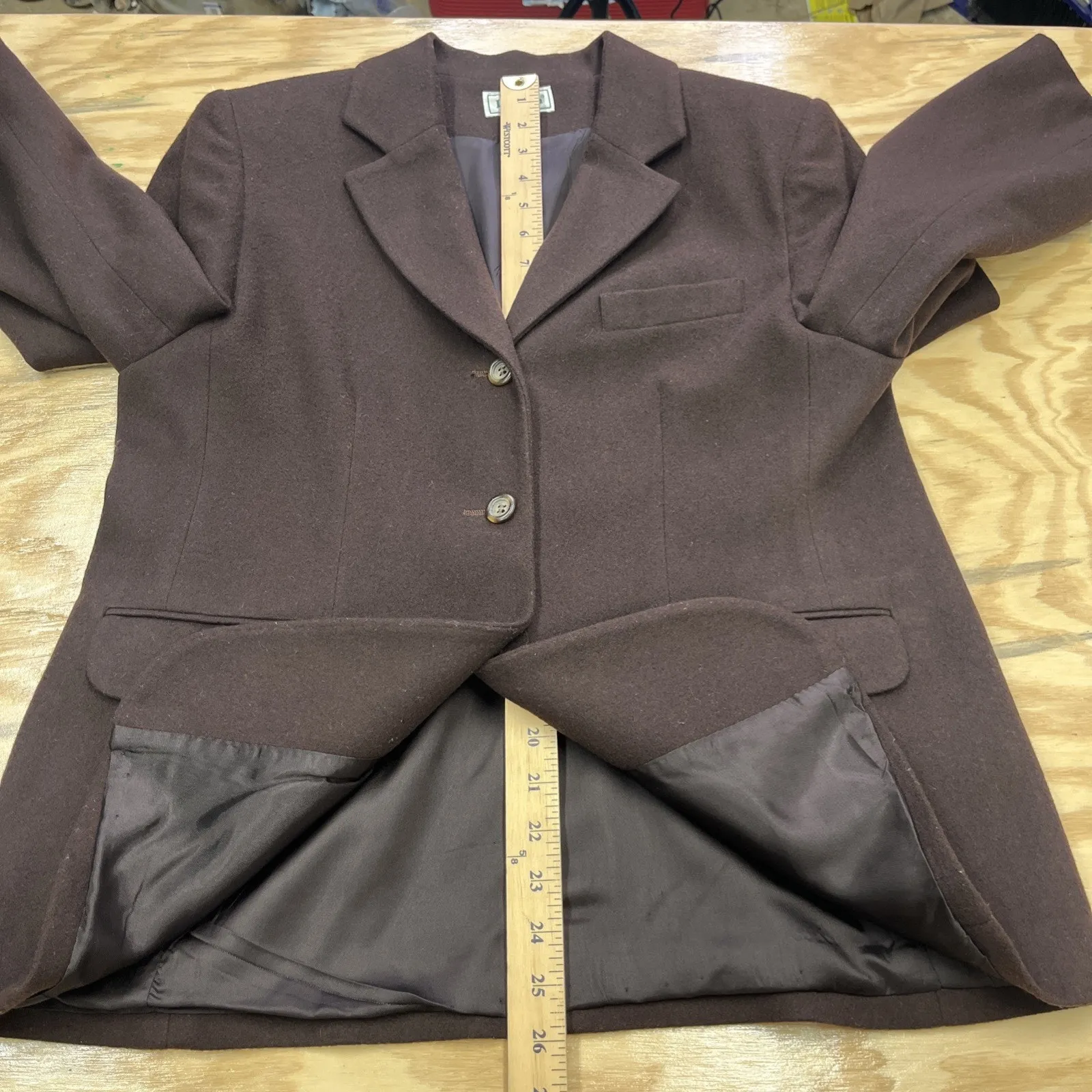Vintage LL Bean Wool Cashmere Blend Blazer Jacket Women's 12P Petite Career Brown - Image 11