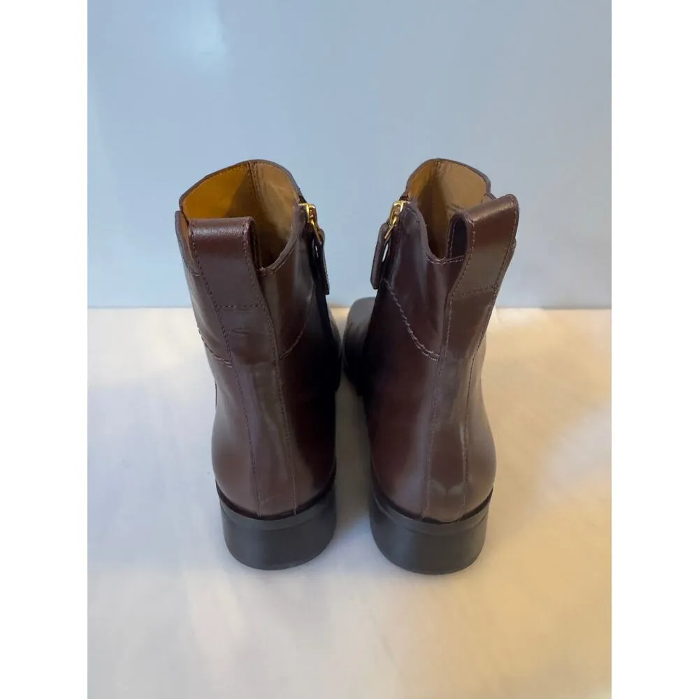 Tory Burch Everly Flat Boots Brown Leather Size 11 - Image 4