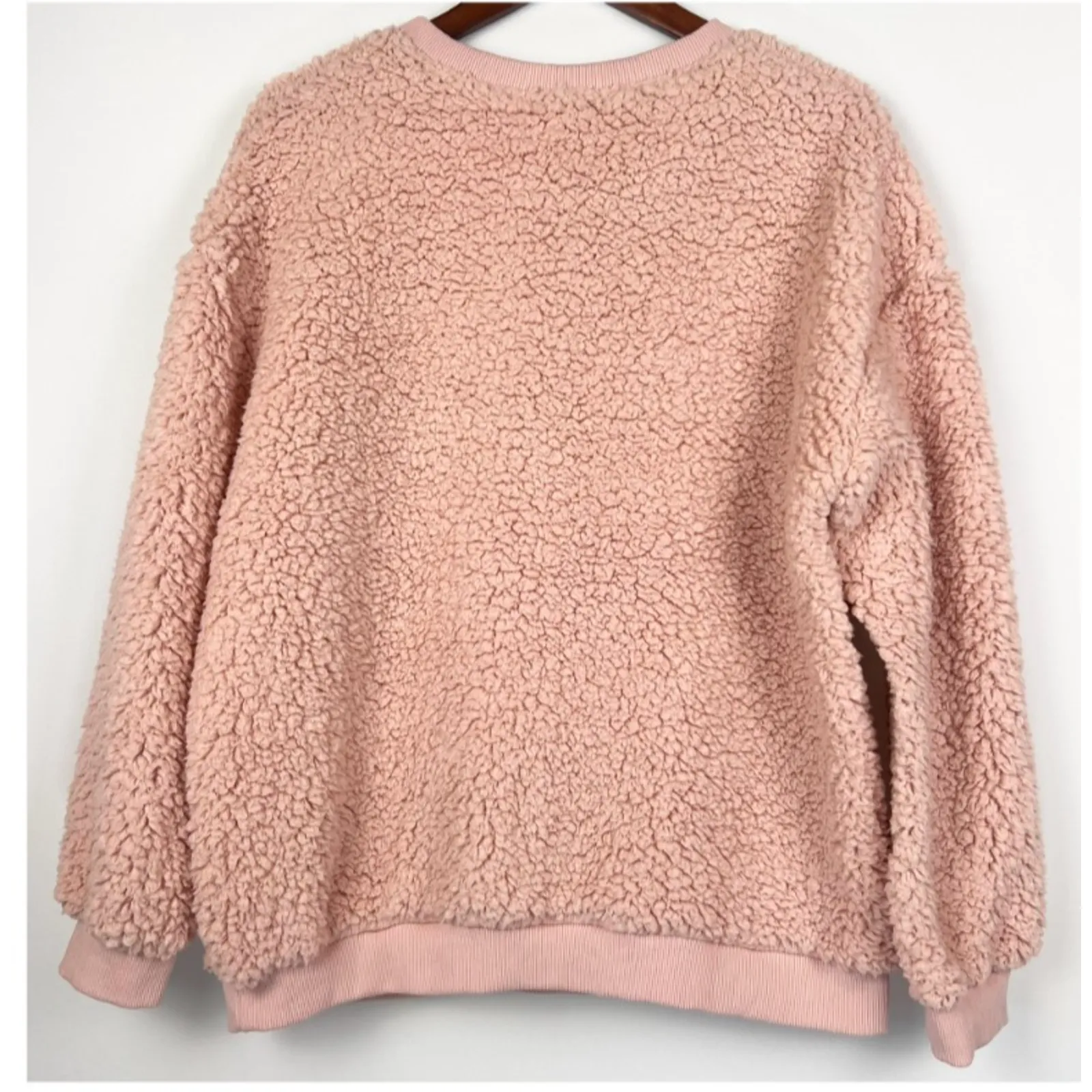 Judith March Pink Sherpa  S Sweatshirt Partners N Wine Rhinestone Lettering - Image 2