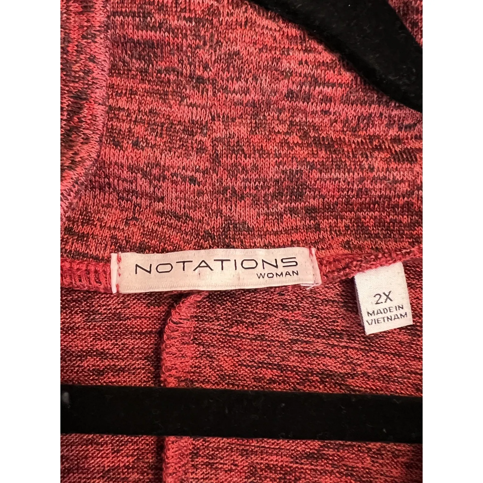 Notations Woman Red Marl Cowl Neck Button Detail Tunic Top 2X - Image 3