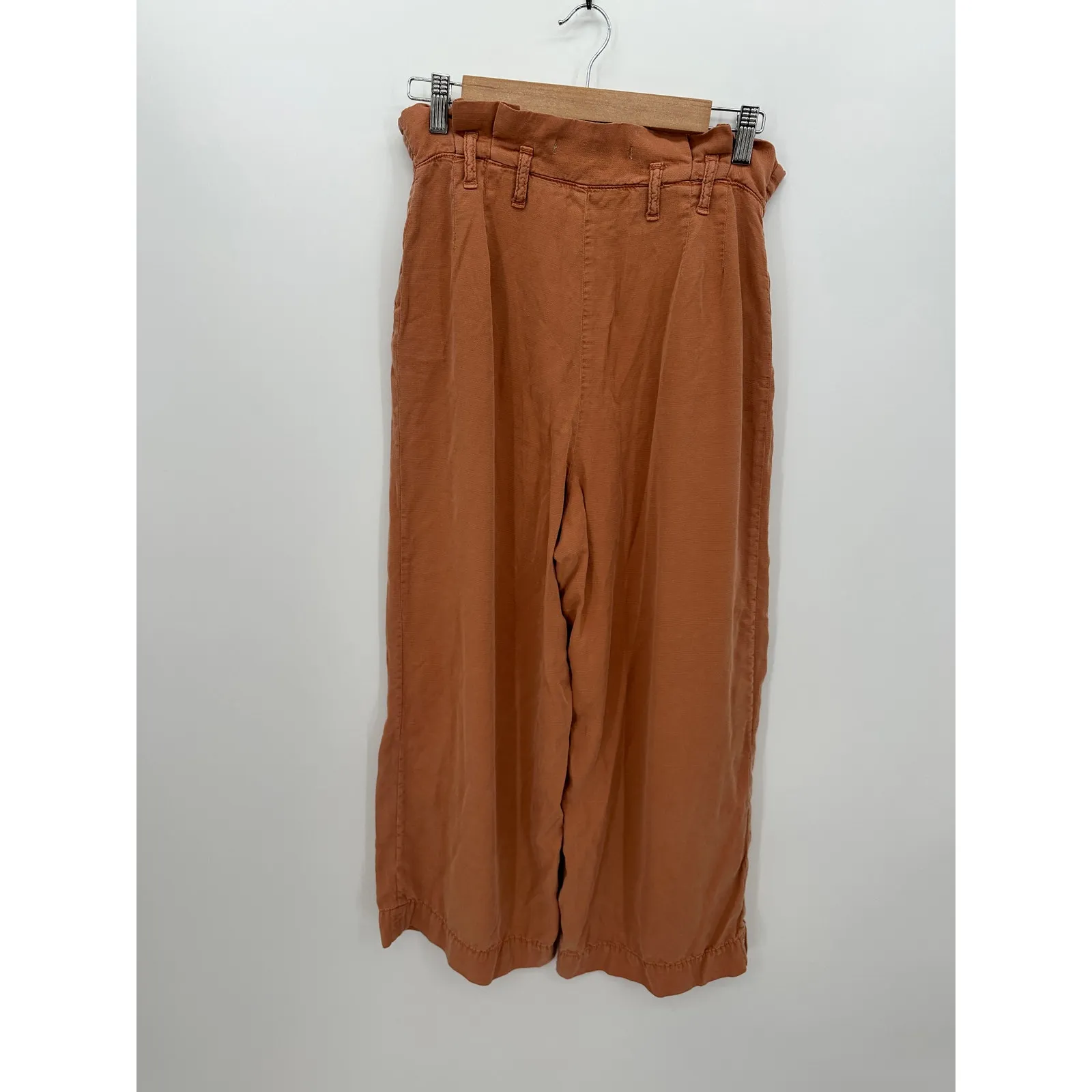 Anthropologie Womens Orange Paperbag High Waisted Pants Size 10 Wide Leg Loose - Image 2