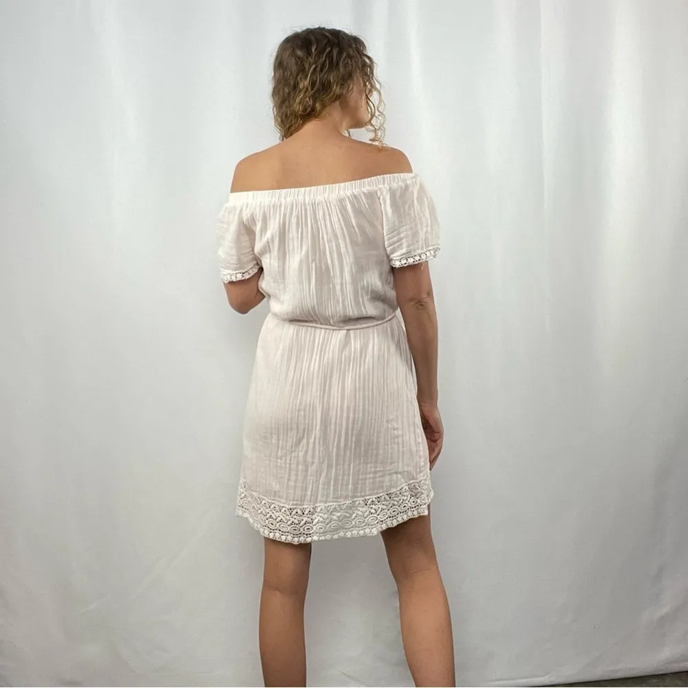 Michael Stars Cotton Off the‎ Shoulder Mini Dress in Light Pink Size Extra Small - Image 2