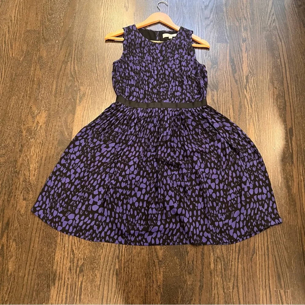 LOFT Purple and Blue Midi Pleated Dress - Image 3