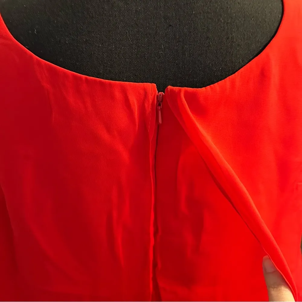 NWOT red sleeveless Mother of the Bride dress size 14 chiffon jacket tiered - Image 7