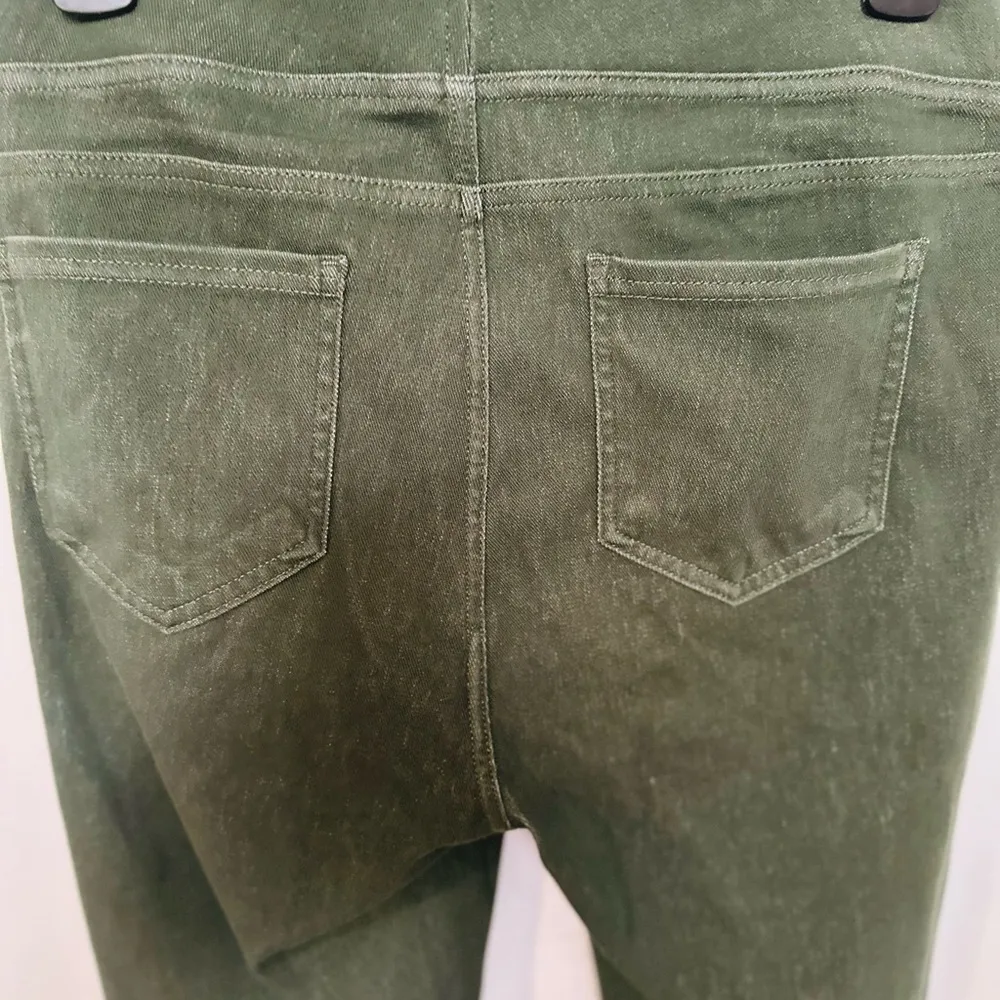 Flex High Waisted Back Pocket Forest Green Stretchy Knit Denim Leggings M - Image 7